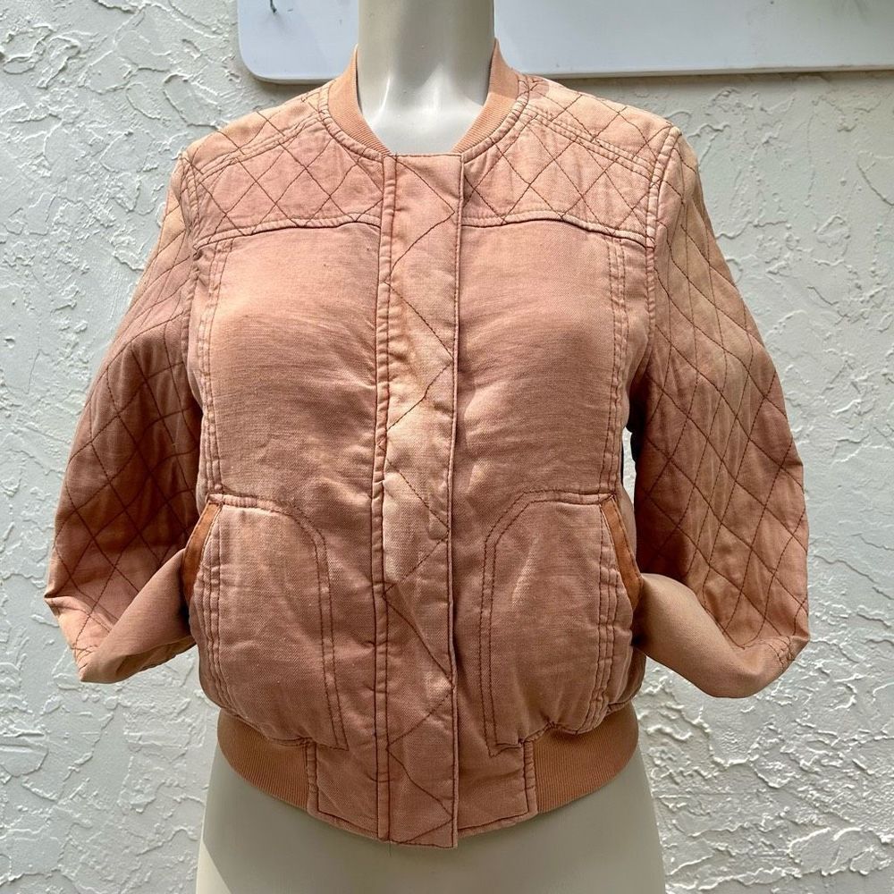 Women's Quilted Bomber Jacket - Dusty Rose